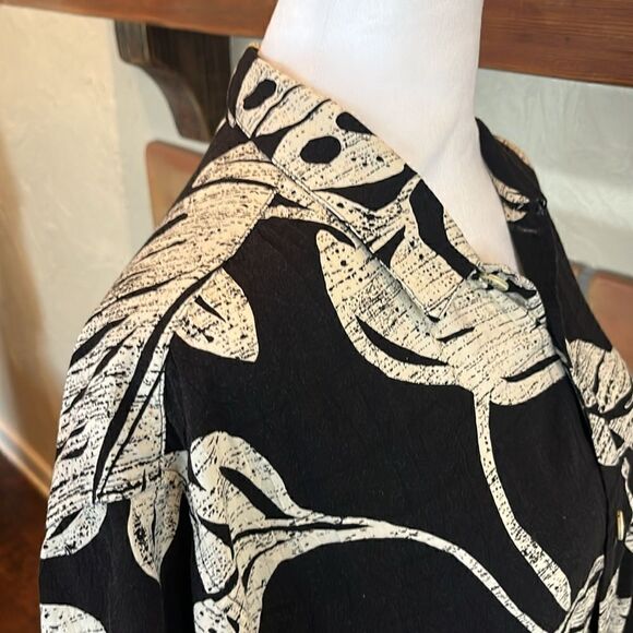 JAMS WORLD Vintage Mens Black/White Tropical Short Sleeve Button Down Shirt, L! - Picture 5 of 9